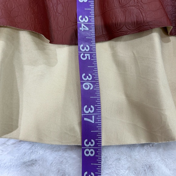 So Allure Italian Tier Ruffled Long Elegant Brown Chestnut Croc Print Skirt NWT - Picture 10 of 11